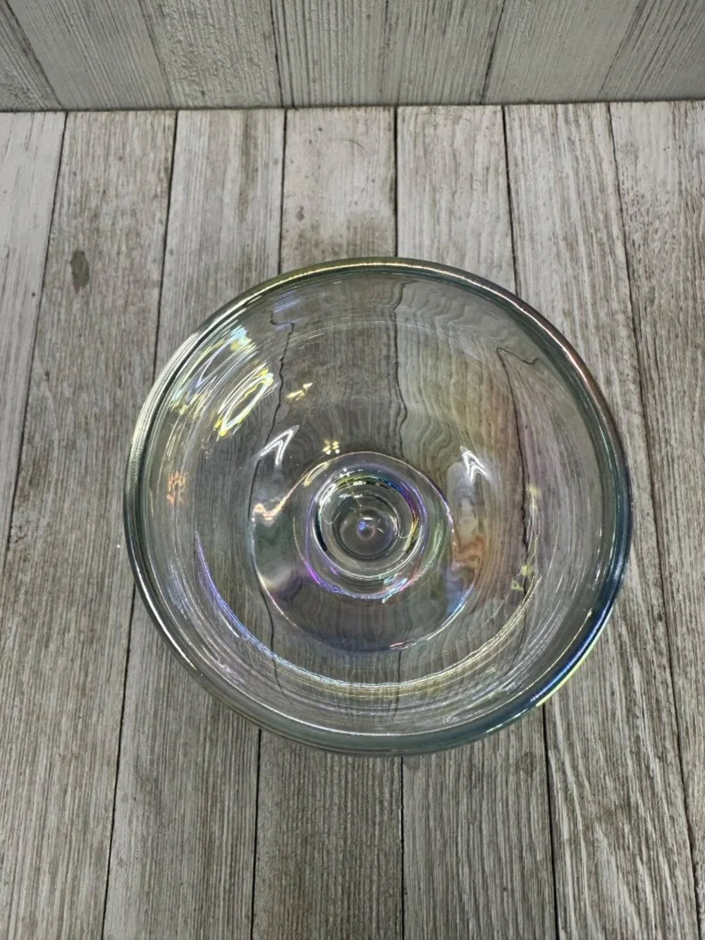 Vintage Iridescent Optic MCM Champagne Sherbet Glasses Heavy Stemmed - Set of 2